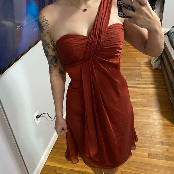 NWT Orange Rust Colored Short Bridesmaid Dress - Picture 3 of 10